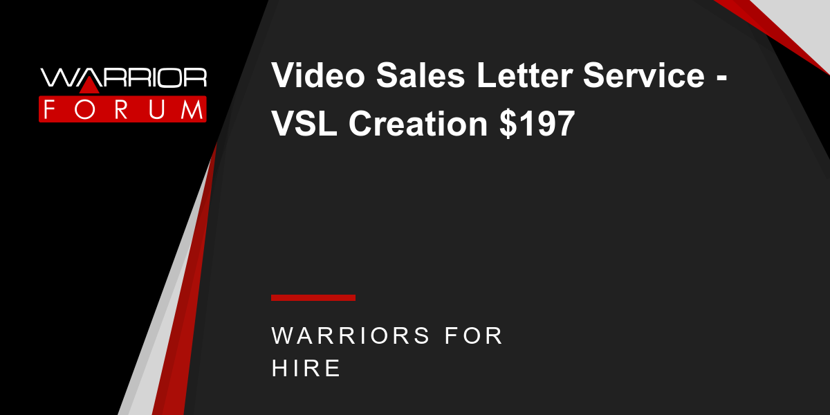 Video Video Sales Letter Service Vsl Creation 197 Warrior